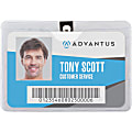 Advantus Horizontal Badge Holder with Clip - 4" x 3" - Vinyl - 50 / Pack - Clear 1 thumbnail image