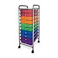 Office Depot® Brand 10-Drawer Organizer With Casters, 37 1/2"H x 15 1/2"W x 13"D, Multicolor