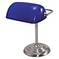 Ledu Traditional Banker's Lamp, 14"H, Blue Shade