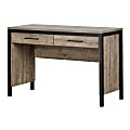 South Shore Munich Desk With Drawers, Matte Black/Weathered Oak