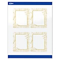 Avery® Printable Labels With Sure Feed® Technology, S00-EVW, Rectangle, 4" x 3-1/3", Glossy White With Preprinted Gold Leaf Pattern, Pack Of 40 1 thumbnail image