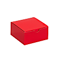 Partners Brand Holiday Red Gift Boxes 4" x 4" x 2", Case of 100