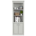 Inval 70"H 5-Shelf Corner Bookcase With 2-Doors, Washed Oak 1 thumbnail image