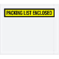 Partners Brand Yellow "Packing List Enclosed" Envelopes, 7" x 6", Case of 1,000