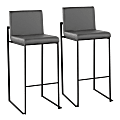 LumiSource Fuji High-Back Bar Stools, Gray/Black, Set Of 2 Stools