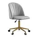 Linon Ashland Velvet Mid-Back Office Desk Chair, Gray/Gold