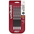 uni-ball® 207™ Retractable Fraud Prevention Gel Pens, Bold Point, 1.0 mm, Translucent Black Barrels, Black Ink, Pack Of 4