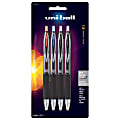 uni-ball® 207™ Retractable Fraud Prevention Gel Pens, Bold Point, 1.0 mm, Translucent Black Barrels, Assorted Ink Colorss, Pack Of 4