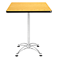 OFM Caf?-Height Square Table With Chrome Base, Oak