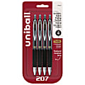 uni-ball® 207™ Retractable Fraud Prevention Gel Pens, Ultra Micro Point, 0.38 mm, Translucent Black Barrels, Black Ink, Pack Of 4