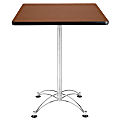 OFM Caf?-Height Square Table With Chrome Base, Mahogany