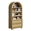 Bestier 71" Arched Wood Bookcase with 2 Storage Drawers and 3 Adjustable Shelves, Natural Oak 1 thumbnail image