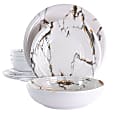 Elama Fine Sculpture 12-Piece Dinnerware Set, White