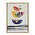 Uniek Kate And Laurel Sylvie Framed Canvas Wall Art, 23" x 33", The Family Tree Bird Block Print 1 thumbnail image