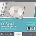 Office Depot® Brand CD/DVD Adhesive Pockets, 6" x 10 1/2", Clear, Non-Glare, Pack Of 10
