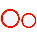 Amscan Round Hot-Stamped Plastic Bordered Plates, Apple Red, Pack Of 20 Plates 1 thumbnail image