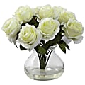 Nearly Natural Rose 11”H Plastic Floral Arrangement With Vase, 11”H x 11”W x 11”D, White