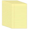 Office Depot® Brand Jr. Glue-Top Writing Pads, 5" x 8", Narrow Ruled, 50 Sheets, Canary, Pack Of 12 Pads