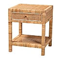 bali & pari Adelia Mahogany Wood 1-Drawer Nightstand, 24-7/16”H x 20-1/2”W x 18-1/2”D, Natural Brown