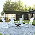 Flash Furniture Savannah 5-Piece All-Weather Adirondack Rocking Chair Set With Fire Pit, White 1 thumbnail image