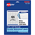 Avery® Waterproof Permanent Labels With Sure Feed®, 94209-WMF50, Rectangle, 2/3" x 1-3/4", White, Pack Of 2,200 1 thumbnail image