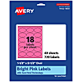 Avery® Printable Labels With Sure Feed® Technology, 94051-BPP40, Oval, 1-1/2" x 2-1/2", Matte Bright Pink, Pack of 720 1 thumbnail image