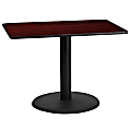 Flash Furniture Laminate Rectangular Table Top With Round Table-Height Base, 31-1/8"H x 24"W x 42"D, Mahogany/Black