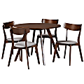 Baxton Studio Rika Dining Set, 29-1/2”H x 39-7/16”W x 39-7/16”D, Light Gray/Walnut