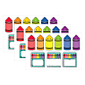Creative Teaching Press Designer Cut-Outs, 6", Core Décor Doodle Crayons, 54 Cut-Outs Per Pack, Bundle Of 3 Packs