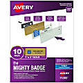 Avery® The Mighty Badge Magnetic Badges For Inkjet Printers, 1" x 3", Gold, Pack Of 10 Badges