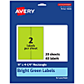 Avery® Printable Labels, 94266-BGP20, Rectangle, 11" x 4-1/4", Matte Bright Green, Pack of 40 1 thumbnail image