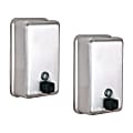 Alpine Industries 1200 mL Vertical Manual Surface-Mounted Stainless Steel Liquid Soap Dispensers, Silver, Pack Of 2 Dispensers 1 thumbnail image