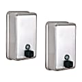 Alpine Industries 1200 mL Vertical Manual Surface-Mounted Stainless Steel Liquid Soap Dispensers, Silver, Pack Of 2 Dispensers