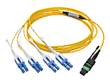 Tripp Lite MTP/MPO (APC) to 8xLC (UPC) Singlemode Breakout Patch Cable, 40/100 GbE, QSFP+ 40GBASE-PLR4, Plenum, Yellow, 3 m (10 ft.) - Patch cable - MTP/MPO single-mode (F) to LC/UPC single-mode (M) - yellow