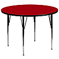 Flash Furniture Round Thermal Laminate Activity Table With Height-Adjustable Legs, 30-1/8" x 60", Red