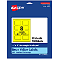 Avery® Print-To-The-Edge Labels With Sure Feed® Technology, 94267-NYP20, Rectangle Scalloped, 2" x 3", Matte Neon Yellow, Pack of 160 1 thumbnail image