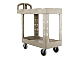 Rubbermaid® 2-Shelf Heavy-Duty Utility Cart, 38.88"H x 17.13"W x 38.5"D, Beige