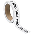 Tape Logic® Consecutive Numbered Labels, DL1243, 1001 - 1500, Rectangle, 1" x 1 1/2", Black/White, Roll Of 500
