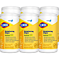 Clorox® Disinfecting Wipes, 7" x 8", Lemon Scent, 75 Wipes Per Tub, Box Of 6 Tubs