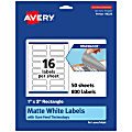 Avery® Print-To-The-Edge TrueBlock® Labels With Sure Feed®, 94224-TWMP50, Rectangle, 1" x 3", Matte White, Pack Of 800 1 thumbnail image