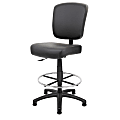 Boss Office Products Heavy-Duty Office Stool With Back, Black