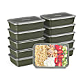 Bentgo Prep 1-Compartment Containers, 6-1/2"H x 6"W x 8-3/4"D, Khaki, Pack Of 10 Containers