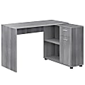 Monarch Specialties 46"W Corner Desk With Storage Cabinet, Gray 1 thumbnail image