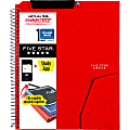 Five Star Clip 'N Store Wirebound Notebook Plus Study App, 1 Subject, College Ruled, 11" x 8 1/2", Fire Red