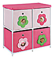 Ameriwood™ Home Fabric Kid's Storage Unit, Flower Theme, 4 Bins, Pink/White