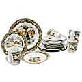 Gibson Home Christmas Toile 16-Piece Dinnerware Set, Bridge Scene 1 thumbnail image