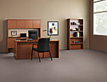 HON® 10700 Series™ Laminate Single-Pedestal Desk, Pedestal On Right, 29 1/2"H x 66"W x 30"D, Henna Cherry