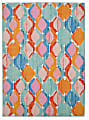 Linon Washable Outdoor Area Rug, Elmore, 5' x 7', Aqua/Cream 1 thumbnail image