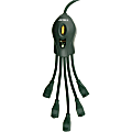 PowerSquid Outlet Multiplier - 3 ft / 0.9 m - 5 x AC Power - 3 ft Cord - 125 V AC Voltage - 1875 W - Wall Mountable - Dark Green