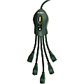PowerSquid Outlet Multiplier - 3 ft / 0.9 m - 5 x AC Power - 3 ft Cord - 125 V AC Voltage - 1875 W - Wall Mountable - Dark Green 1 thumbnail image